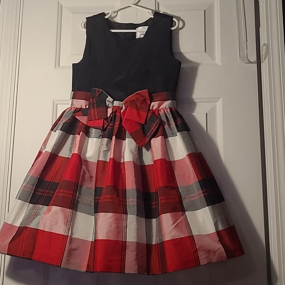 Gymboree Girls 8 Holiday gingham plaid striped black red fancy tulle dress